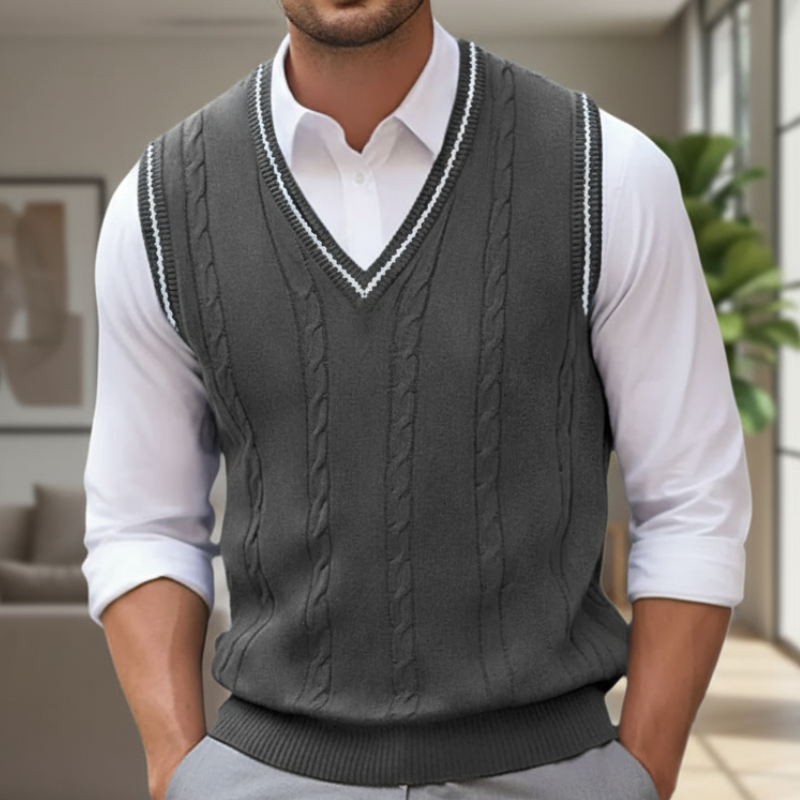 Kyson Sweter Męski – Elegancki i Wygodny Bezrękawnik z Dekoltem w S w Nowoczesnym Stylu