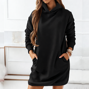 Tessia Sukienka Damska z Kapturem – Wygodna Mieszanka Bawełny z Kieszeniami i Swobodną Elegancją