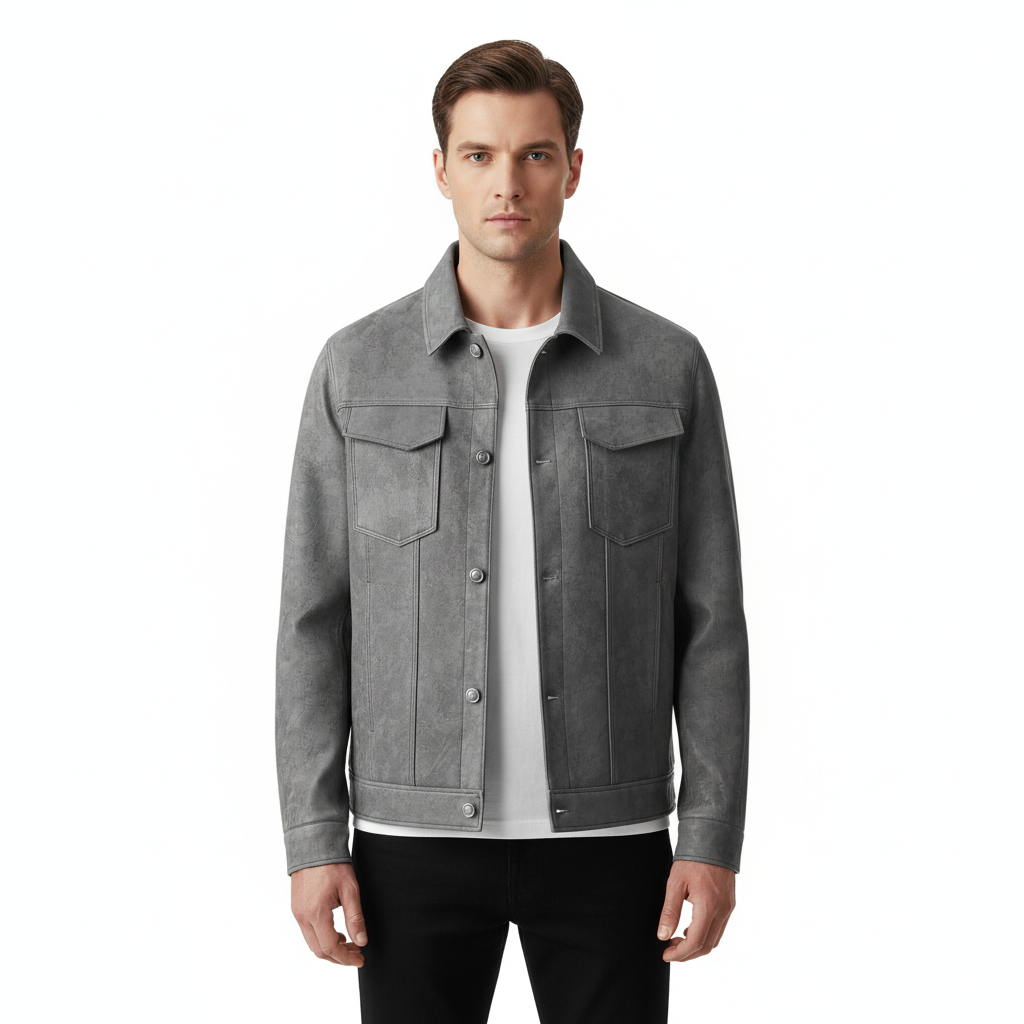 Alaric Kurtka Męska z Zamszu – Eleganckie Guziki, Wyrafinowany Kołnierz & Klasyczny, Swobodny Styl