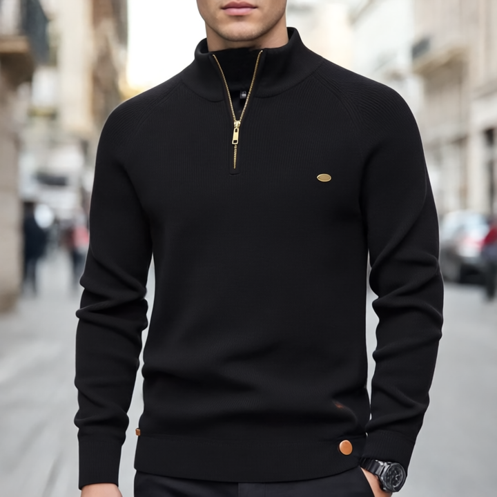 Axel Sweter Męski Dzianinowy – Z kołnierzem na zamek, regularny krój i elegancki styl na chłodniejsze dni