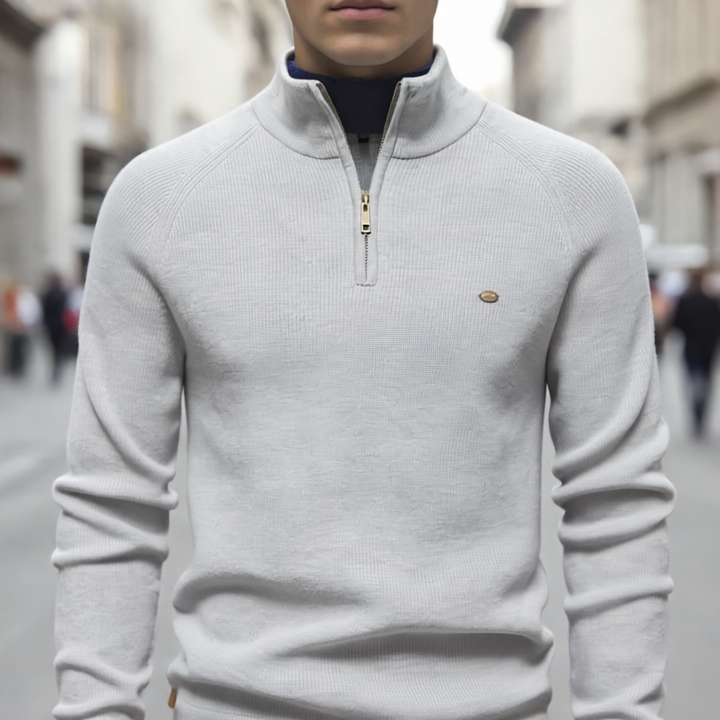 Axel Sweter Męski Dzianinowy – Z kołnierzem na zamek, regularny krój i elegancki styl na chłodniejsze dni