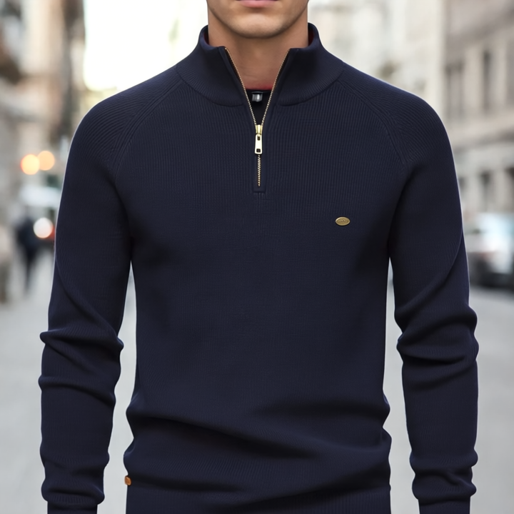 Axel Sweter Męski Dzianinowy – Z kołnierzem na zamek, regularny krój i elegancki styl na chłodniejsze dni