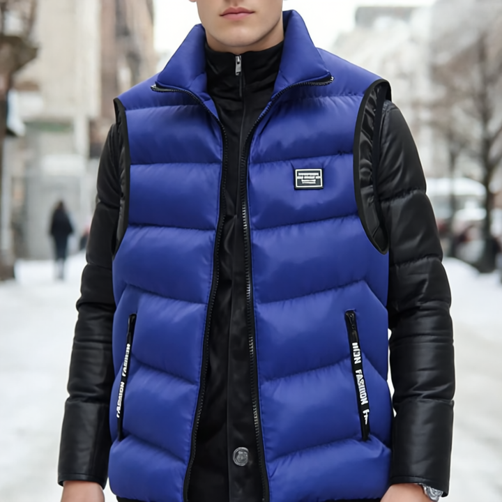 Clarence Pikowany Bezrękawnik Męski – Bez rękawów, z izolacją termiczną i zapięciem na zamek