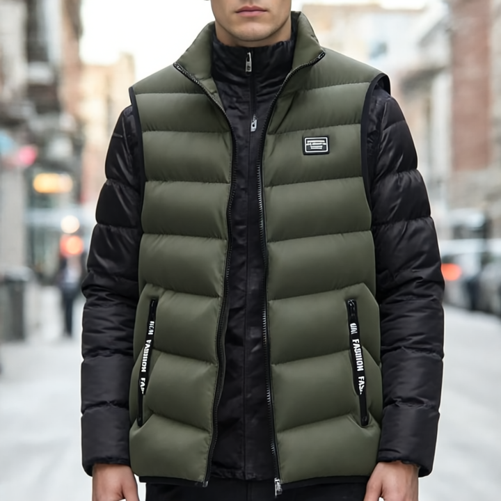 Clarence Pikowany Bezrękawnik Męski – Bez rękawów, z izolacją termiczną i zapięciem na zamek