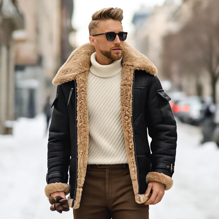 Raymond Kurtka Męska – Wytrzymała skóra z miękką podszytą futrem i eleganckim stylem