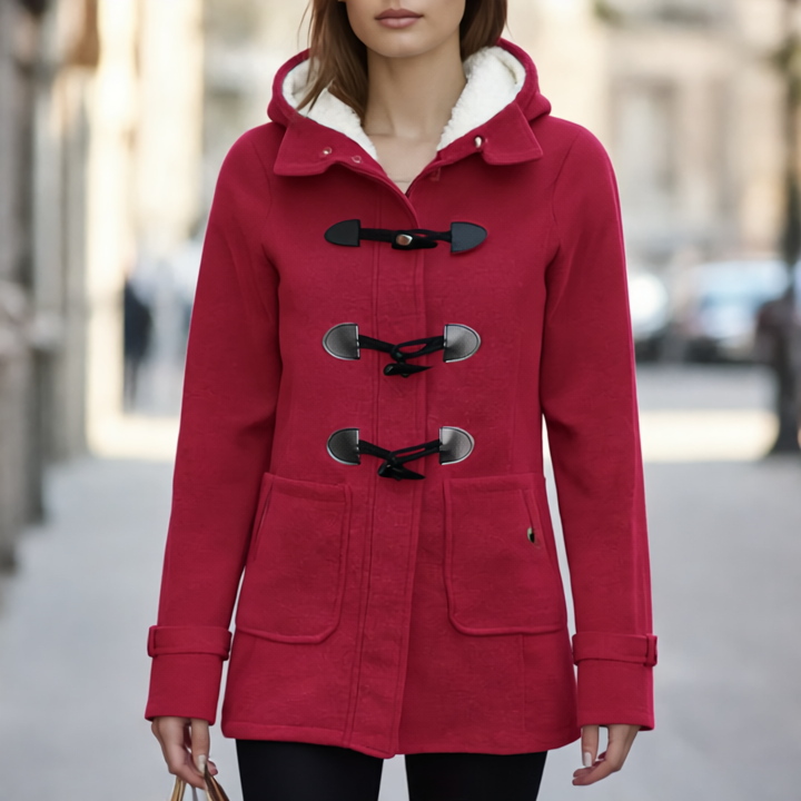 Katalina Długi Płaszcz Zimowy Damski – Elegancki, ciepły z wbudowanym kapturem i praktycznymi kieszeniami