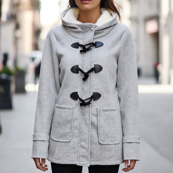 Katalina Długi Płaszcz Zimowy Damski – Elegancki, ciepły z wbudowanym kapturem i praktycznymi kieszeniami