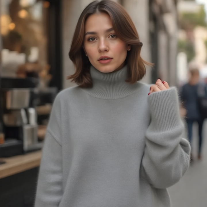 Sydney Sweter Damski Oversize z Golfem z Kaszmiru – Miękki, Ciepły i Elegancki