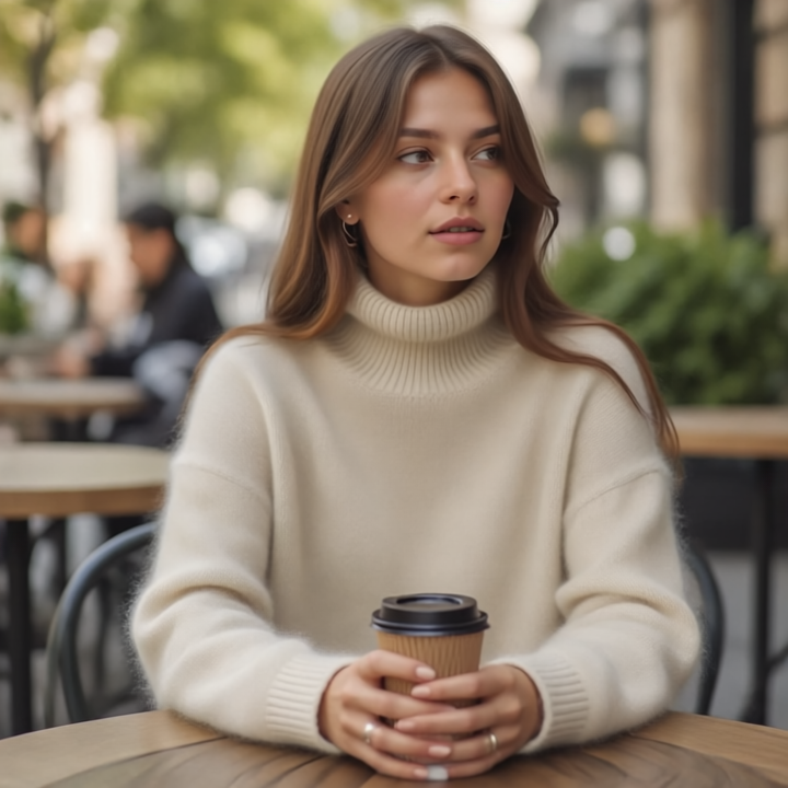 Sydney Sweter Damski Oversize z Golfem z Kaszmiru – Miękki, Ciepły i Elegancki