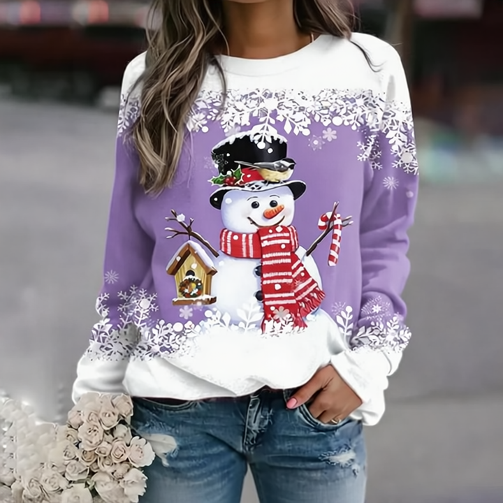 Zariah Sweter Świąteczny Damski – Wygodny i Świąteczny z Eleganckim Motywem Bałwanka