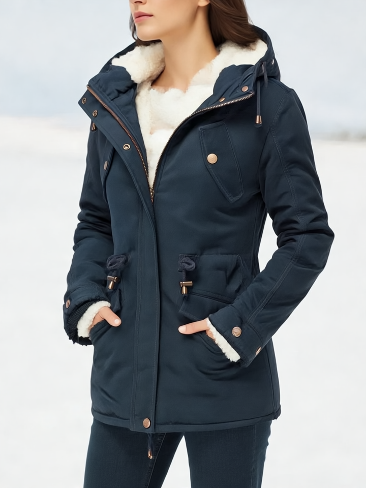 Claire Kurtka Zimowa Damska – Ciepły, Wodoodporny Płaszcz z Kapturem i Miękką Podszewką