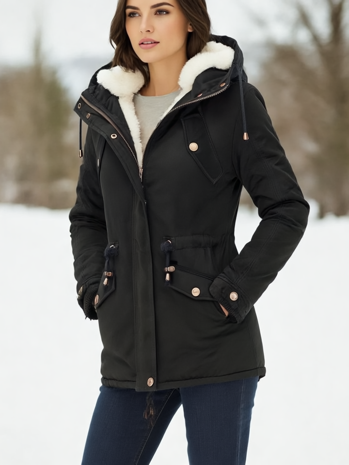 Claire Kurtka Zimowa Damska – Ciepły, Wodoodporny Płaszcz z Kapturem i Miękką Podszewką
