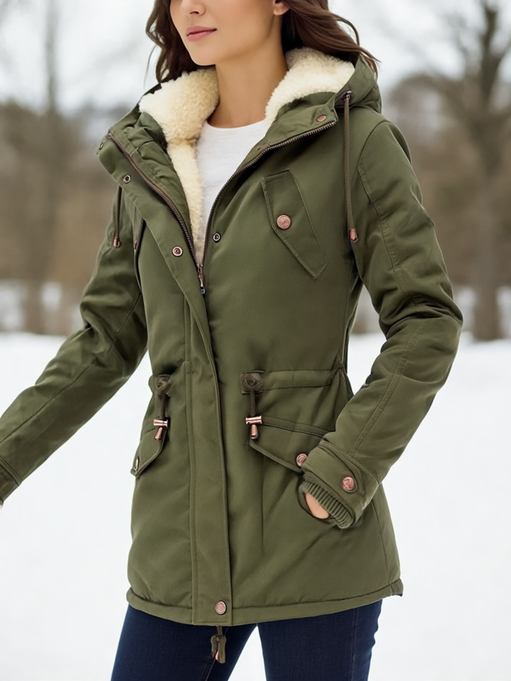 Claire Kurtka Zimowa Damska – Ciepły, Wodoodporny Płaszcz z Kapturem i Miękką Podszewką