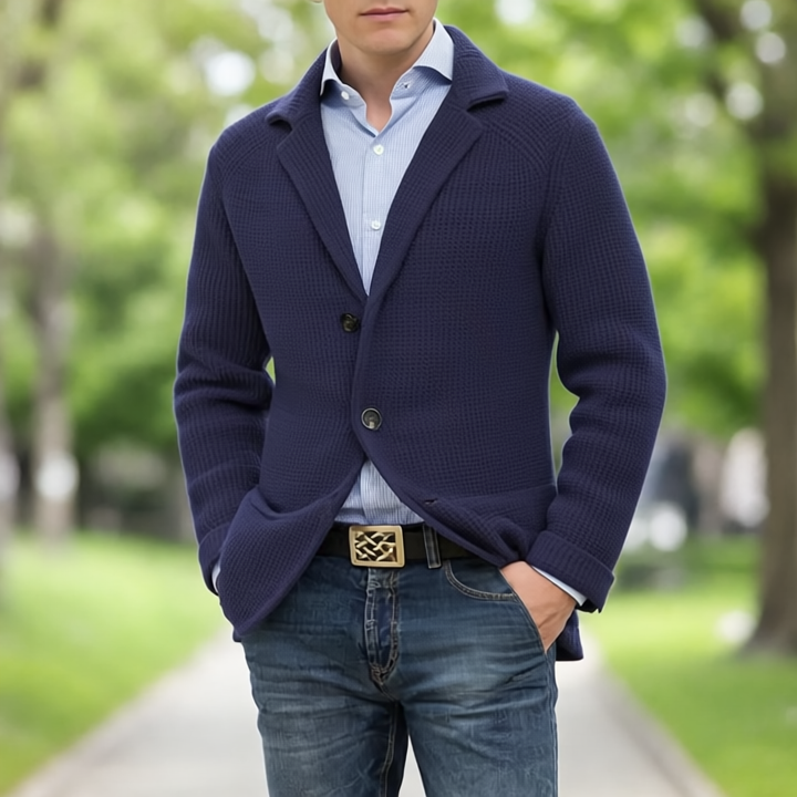 Derek Kardigan Męski – Miękka dzianina, regularny krój i eleganckie zapięcie na guziki