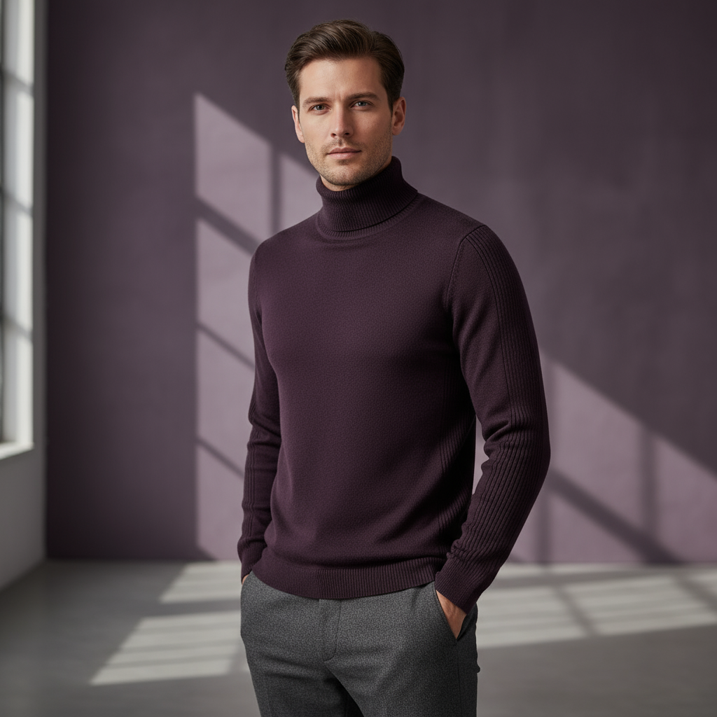 Jerold Sweter Męski – Elegancki i Wygodny Sweter z Wysokim Kołnierzem w Uniwersalnym Stylu