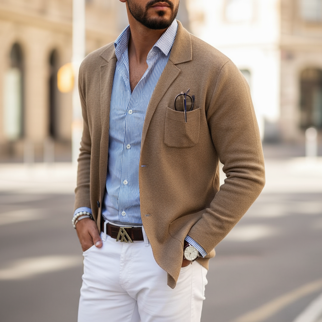 Elton Marynarka Męska na Co Dzień – Elegancka i Wszechstronna Marynarka z Wełny o Ponadczasowym Stylu
