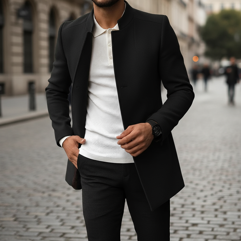 Alain Płaszcz Męski – Elegancki, Miękki i Wygodny Płaszcz z Wełny o Ponadczasowym Stylu