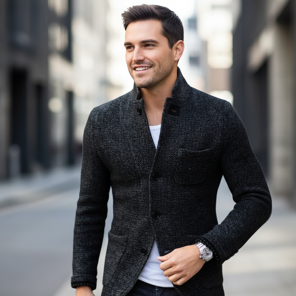 Rome Kardigan Męski – Elegancki Sweter z Miękkiej Wełny w Stylu Retro Chic