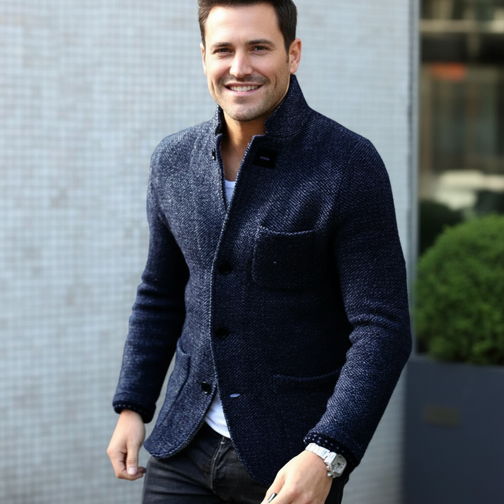Rome Kardigan Męski – Elegancki Sweter z Miękkiej Wełny w Stylu Retro Chic