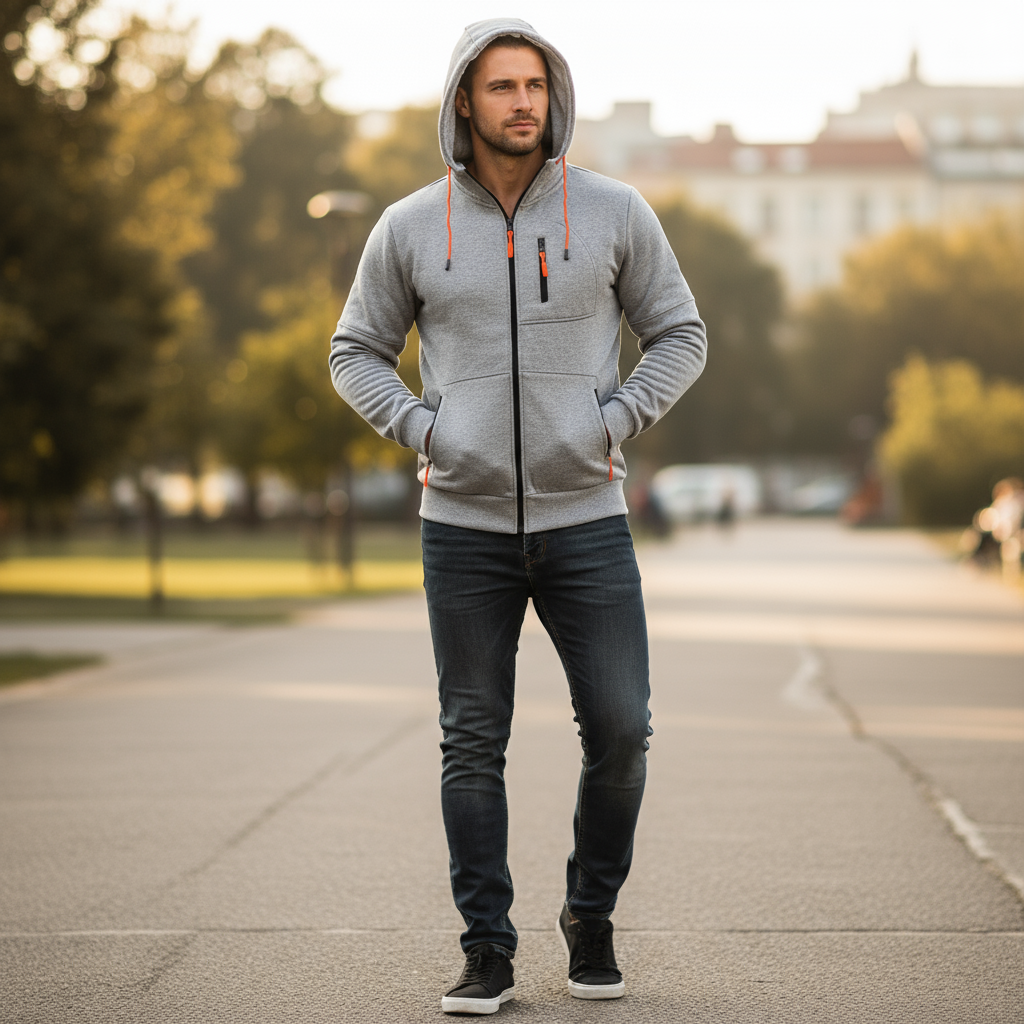 Jaron Bluza z Kapturem Męska – Wygodna i Wszechstronna Bawełniana Bluza w Nowoczesnym Stylu