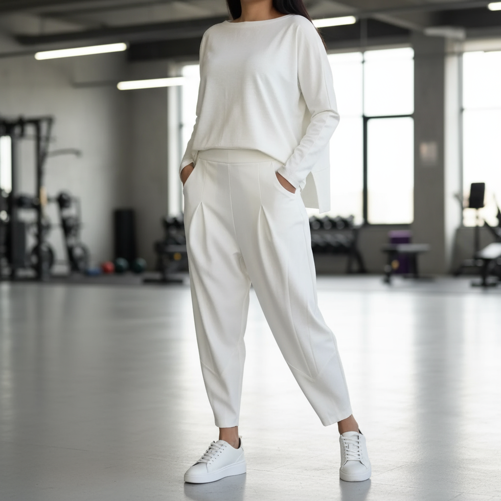 Emilie Zestaw Damski – Wygodny i Elegancki Strój z Elastanu z Okrągłym Dekoltem w Nowoczesnym Stylu