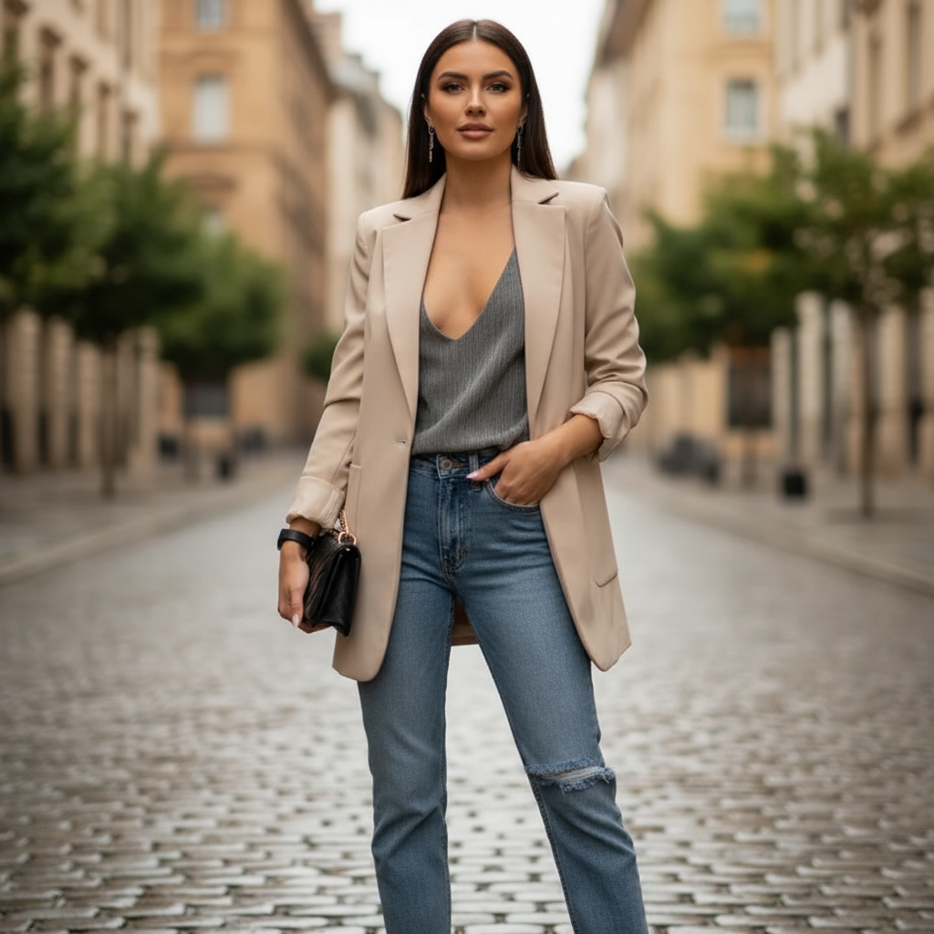 Bella Marynarka Damska – Elegancki Żakiet z Długimi Rękawami o Szykownym i Nowoczesnym Kroju