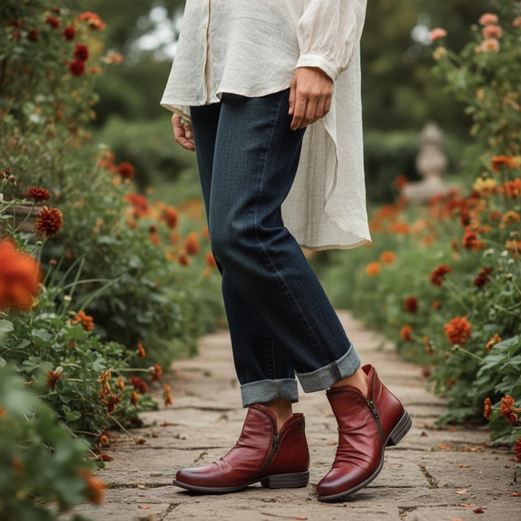 Valentina Botki Damskie ze Skóry – Eleganckie Botki z Wygodnym i Trwałym Zamkiem Błyskawicznym