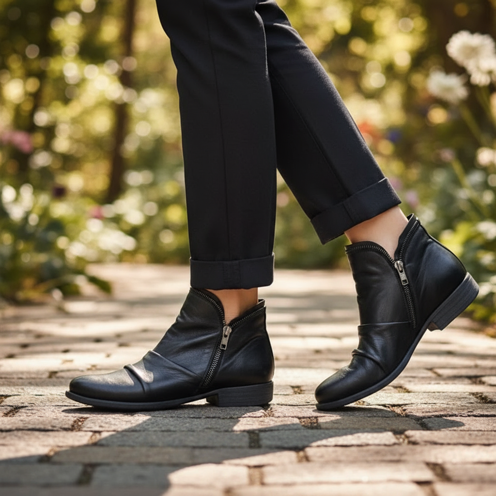 Valentina Botki Damskie ze Skóry – Eleganckie Botki z Wygodnym i Trwałym Zamkiem Błyskawicznym