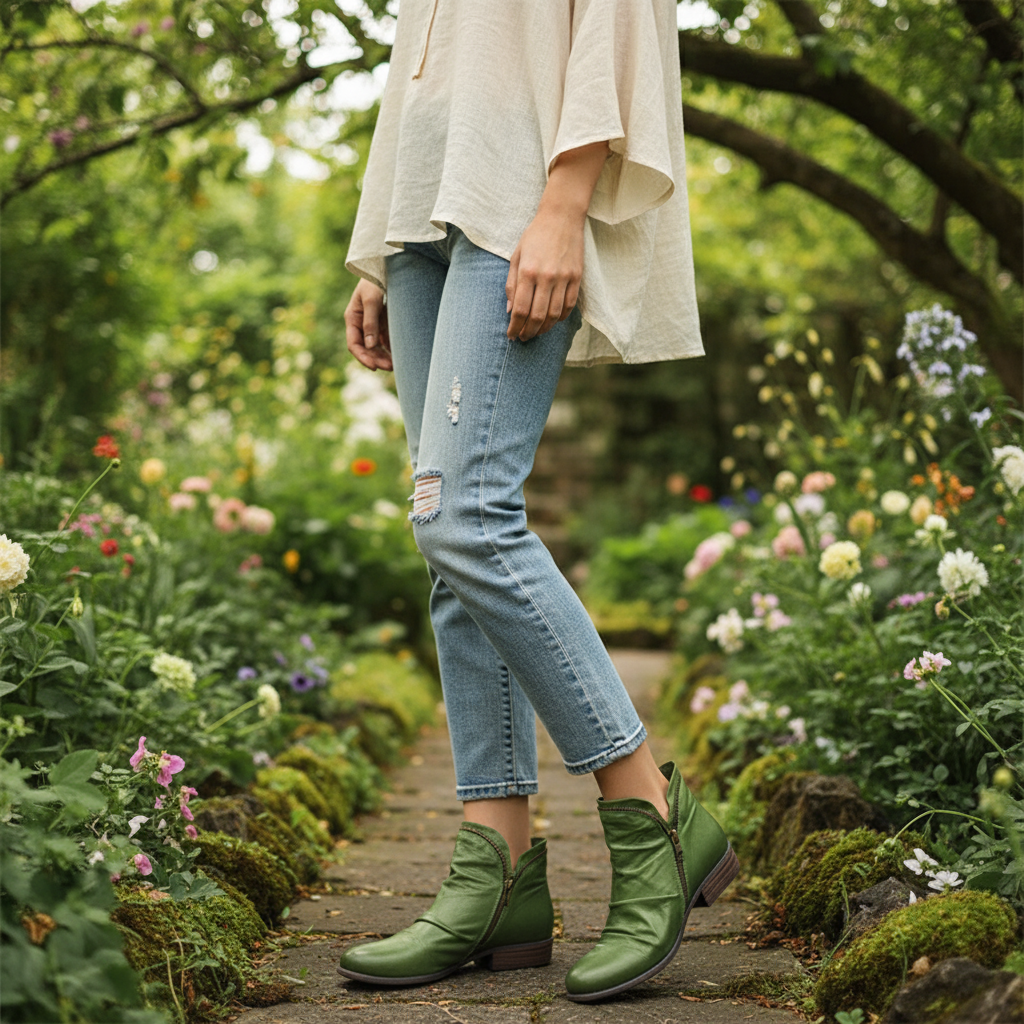 Valentina Botki Damskie ze Skóry – Eleganckie Botki z Wygodnym i Trwałym Zamkiem Błyskawicznym