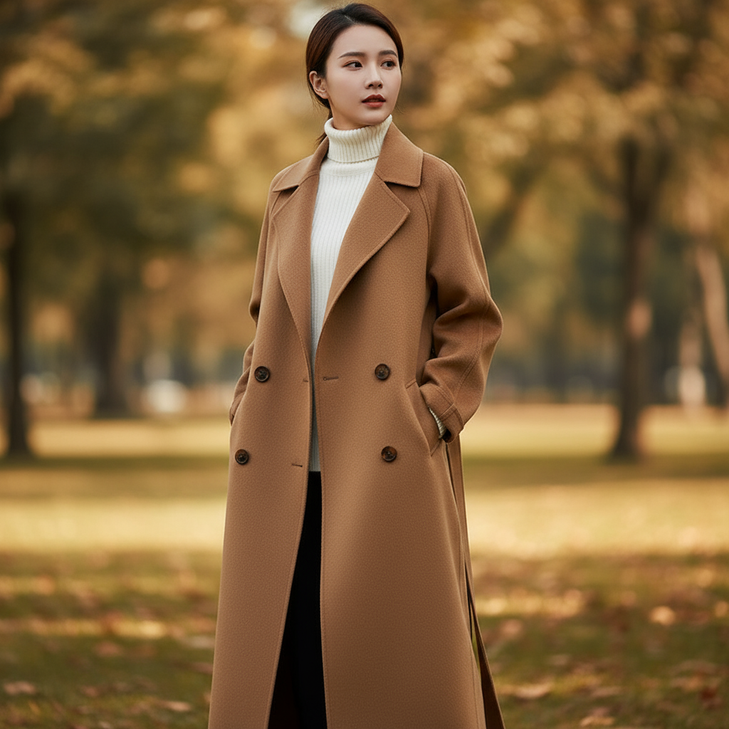 Isabelle Długi Płaszcz Damski z Wełny – Elegancki i Wygodny Ponadczasowy Płaszcz Zimowy
