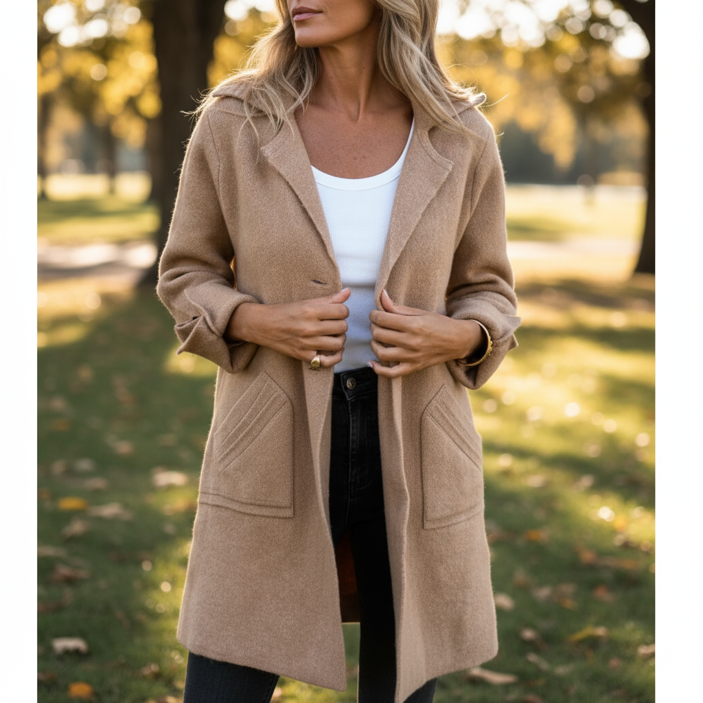 Sophie Płaszcz Damski na Wiosnę – Elegancki i Lekki Premium Płaszcz z Wełny na Sezon Przejściowy