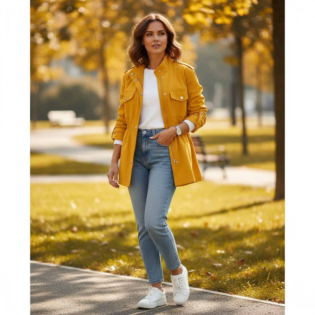 Julie Damski Płaszcz Przeciwdeszczowy z Woskowanej Bawełny – Elegancki i Lekki Wodoodporny Płaszcz na Sezon Przejściowy