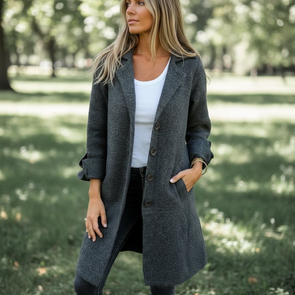 Sophie Płaszcz Damski na Wiosnę – Elegancki i Lekki Premium Płaszcz z Wełny na Sezon Przejściowy