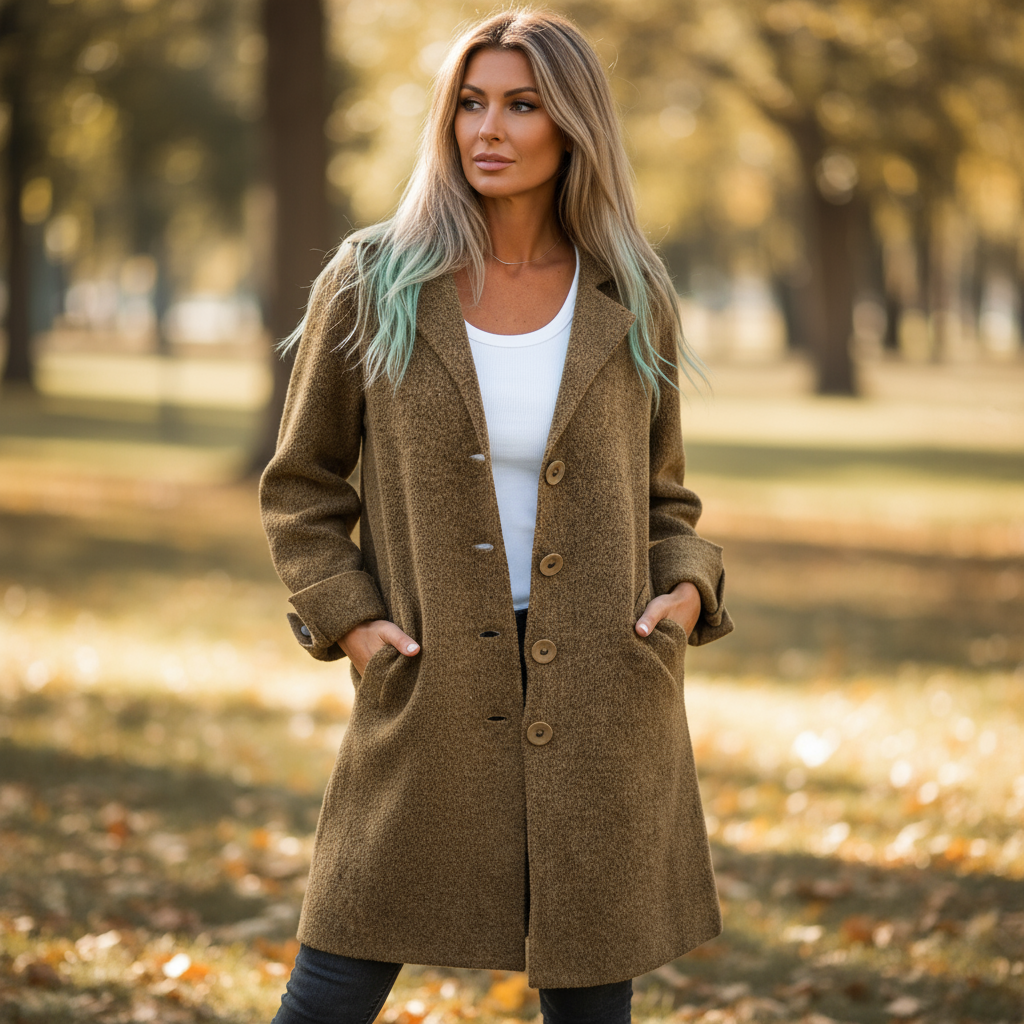 Sophie Płaszcz Damski na Wiosnę – Elegancki i Lekki Premium Płaszcz z Wełny na Sezon Przejściowy