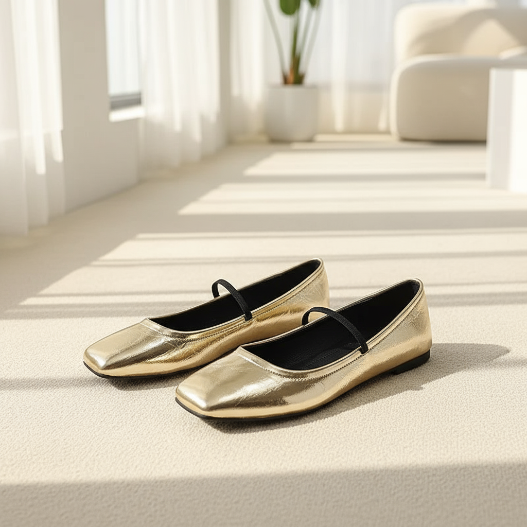 Maggie Baleriny Damskie – Eleganckie i Nowoczesne Metaliczne Buty z Kwadratowym Noskiem