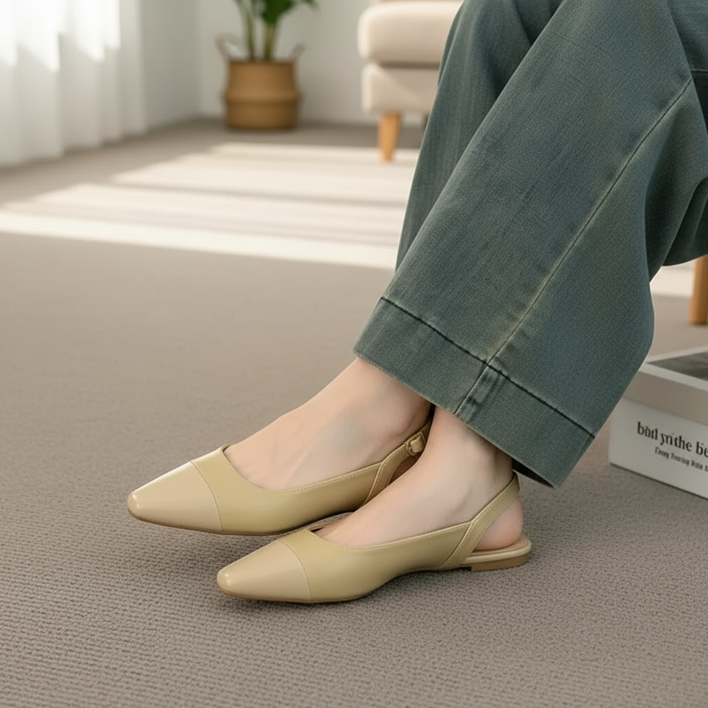 Camille Baleriny Damskie – Eleganckie Buty z Szpiczastym Noskiem i Wygodnym Kwadratowym Obcasem