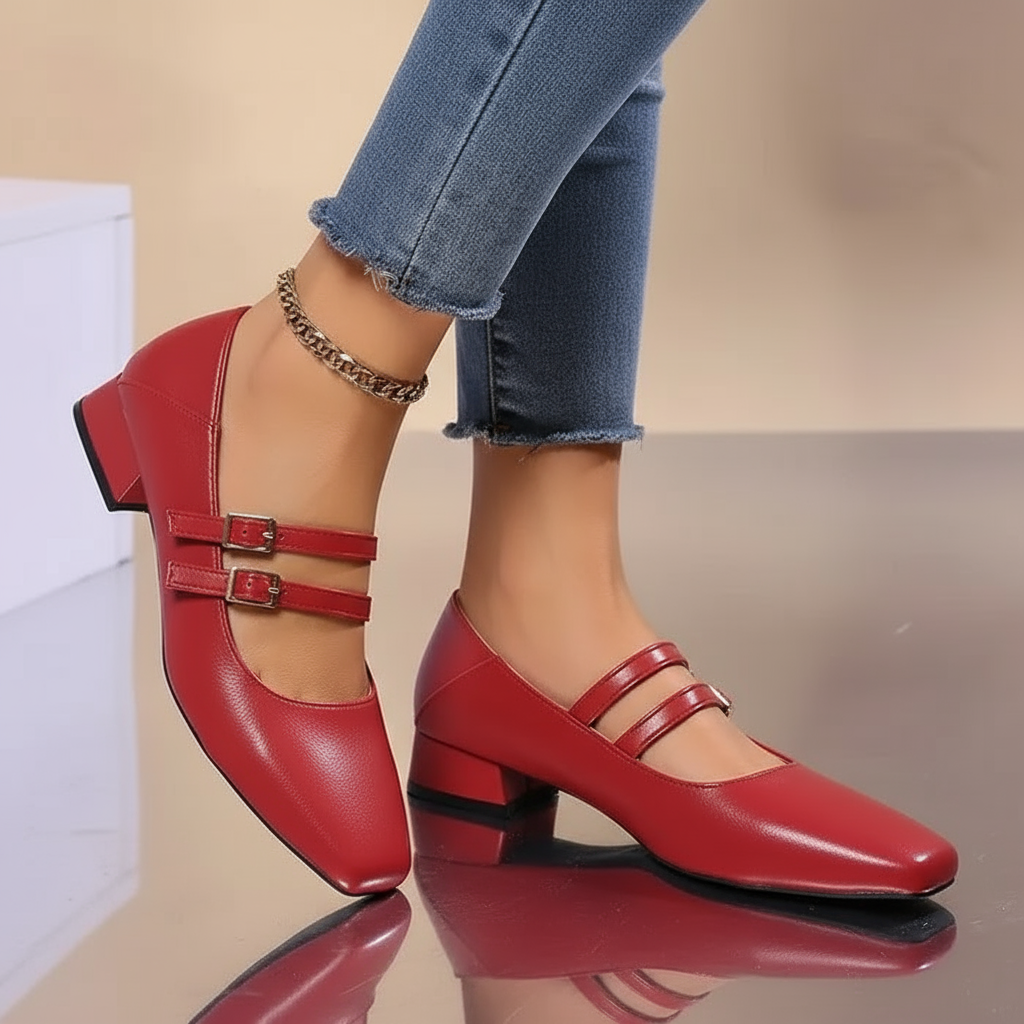 Luciana Baleriny Damskie – Eleganckie Buty z Podwójnym Paskiem o Wygodnym Stylu