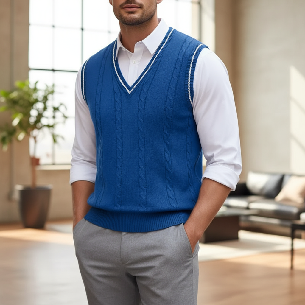 Kyson Sweter Męski – Elegancki i Wygodny Bezrękawnik z Dekoltem w S w Nowoczesnym Stylu