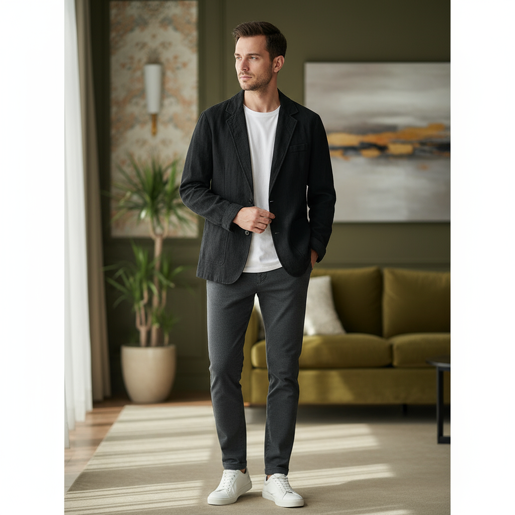 Ward Marynarka Męska – Elegancka i Lekka Marynarka z Lnu o Nowoczesnym i Wyrafinowanym Stylu