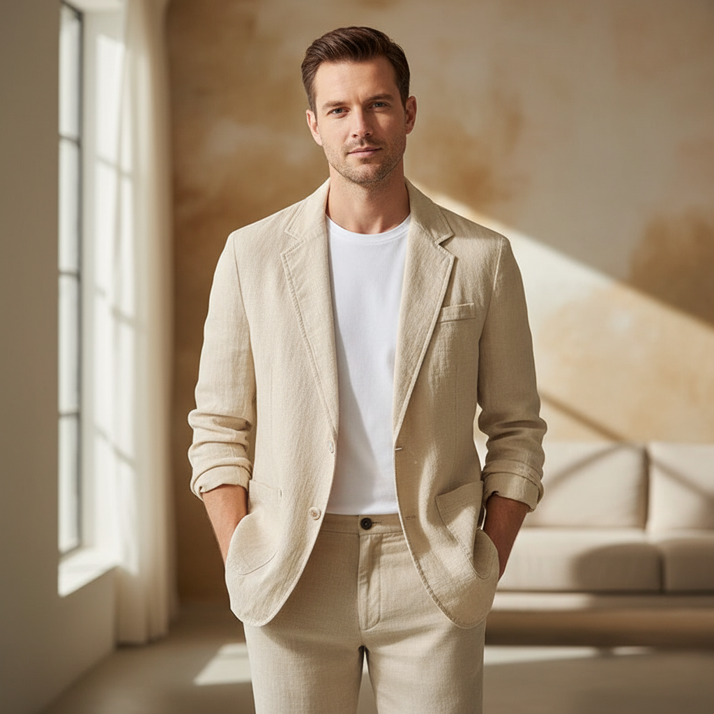 Ward Marynarka Męska – Elegancka i Lekka Marynarka z Lnu o Nowoczesnym i Wyrafinowanym Stylu