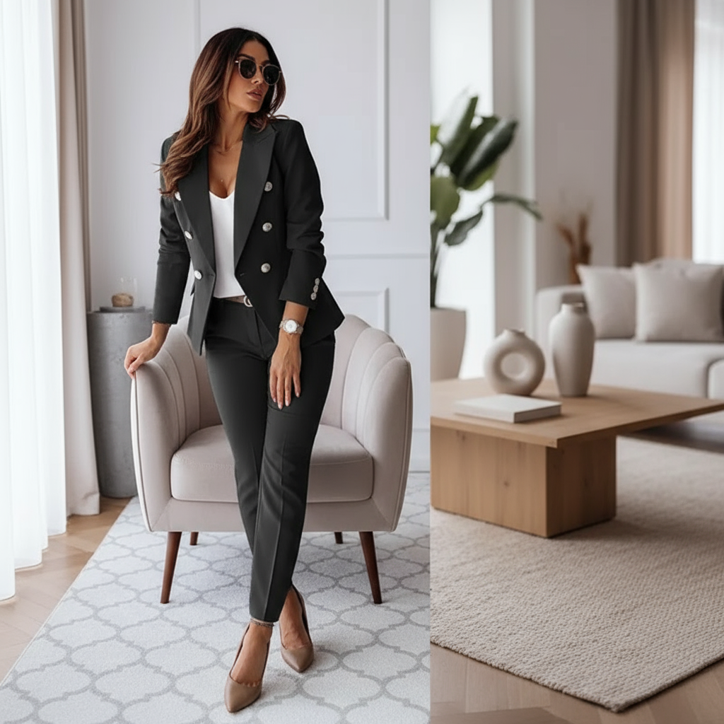 Elisea Garnitur Damski – Elegancki 2-Częściowy Zestaw na Profesjonalne Stylizacje