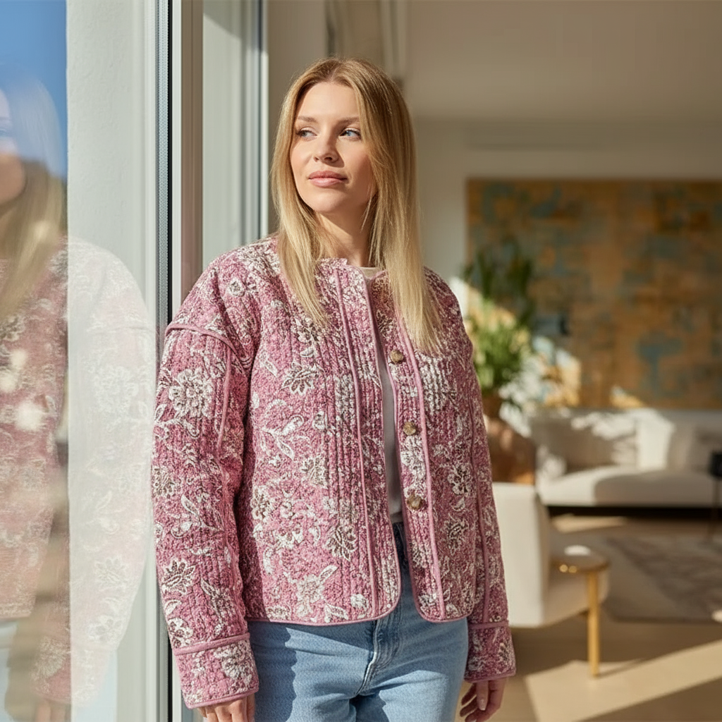 Typhaine Kurtka Damska – Elegancka Kurtka w Kwiaty, Szykowna i Uniwersalna na Każdą Okazję