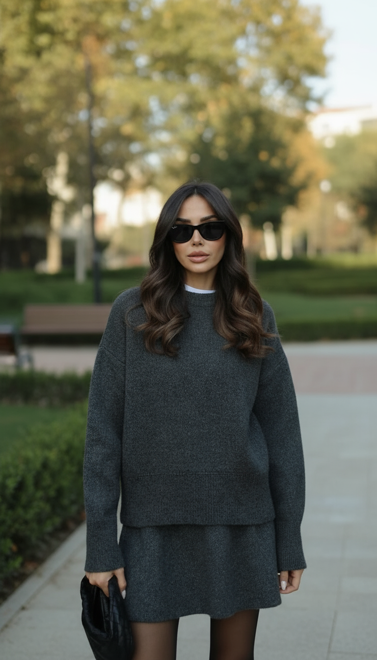 Lucie Zestaw Damski – Miękki Jesienny Zestaw z Wełny, Wygodny i Elegancki