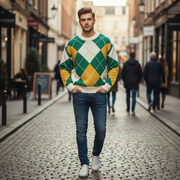 Presley Sweter Męski – Elegancki Jesienny Sweter z Nowoczesnym Wzorem Dzianiny