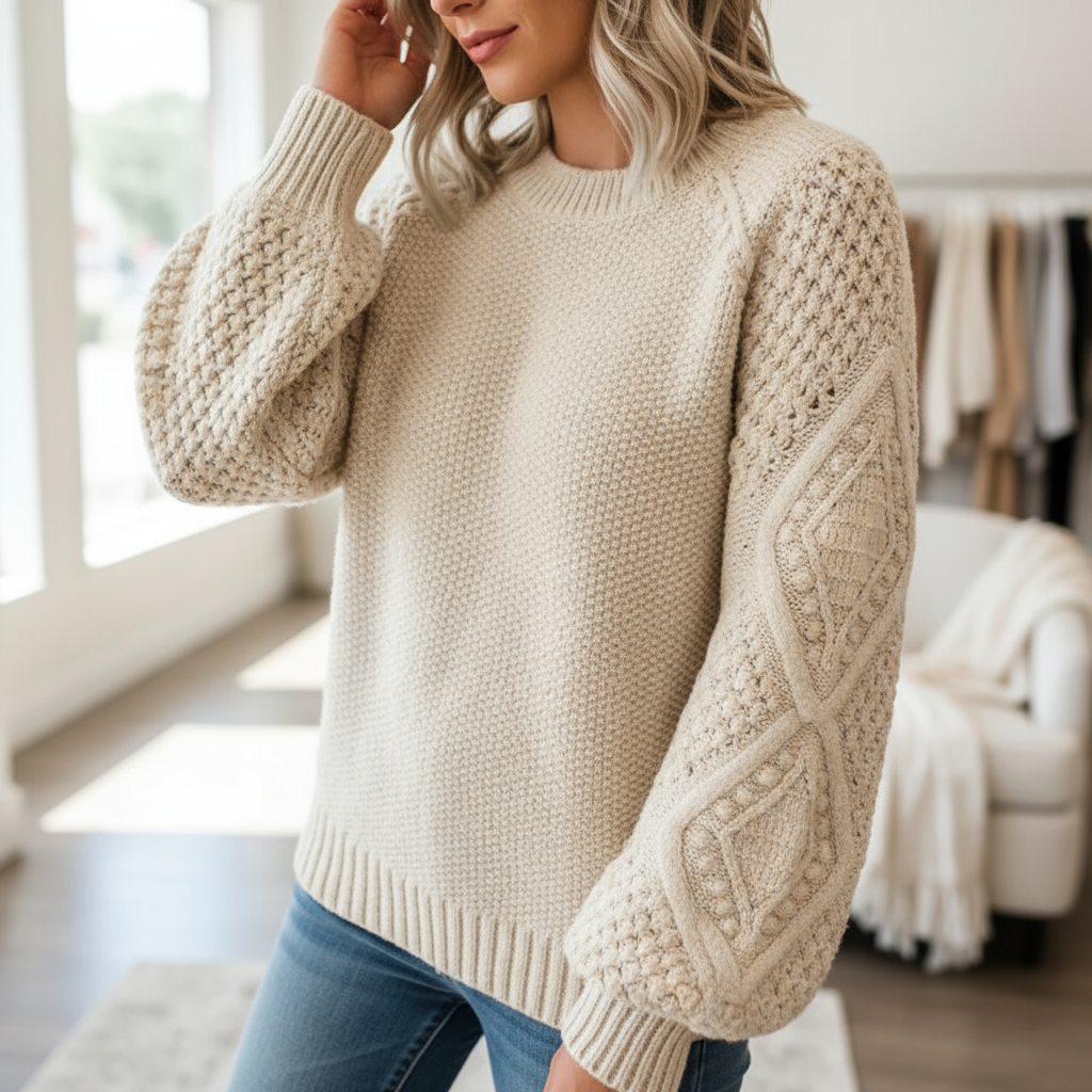 Kayla Sweter Damski – Klasyczny Sweter z Miękkiej i Eleganckiej Wełny z Długimi Rękawami