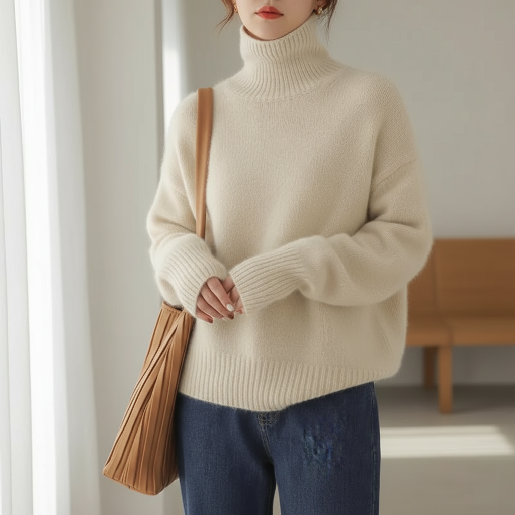 Lynn Sweter Damski – Miękki Wełniany Golf, Elegancki i Idealny na Szykowny Zimowy Look