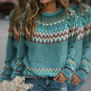 Reyna Sweter Damski – Elegancki i Wygodny Sweter Retro z Falistym Wzorem