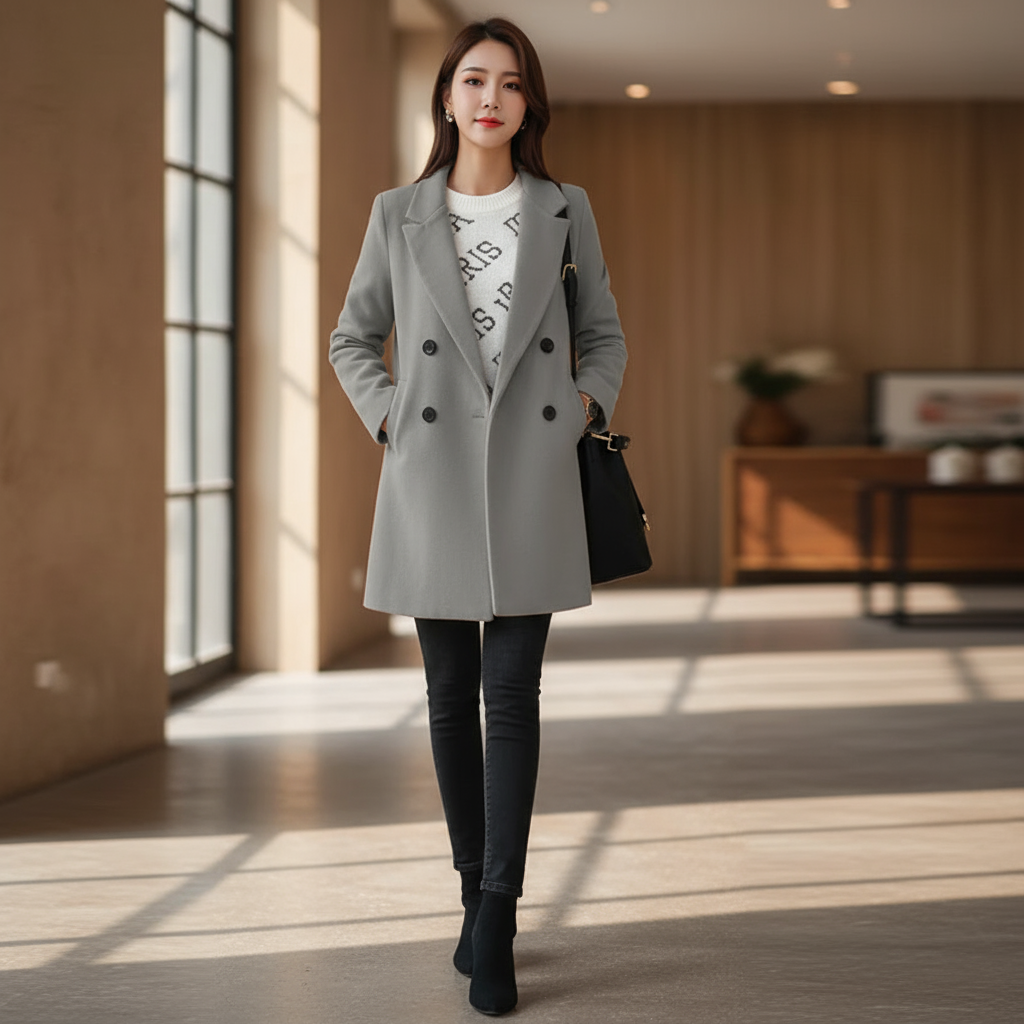 Soleil Płaszcz Damski – Długi, Elegancki i Wygodny Płaszcz Zimowy o Szykownym Stylu