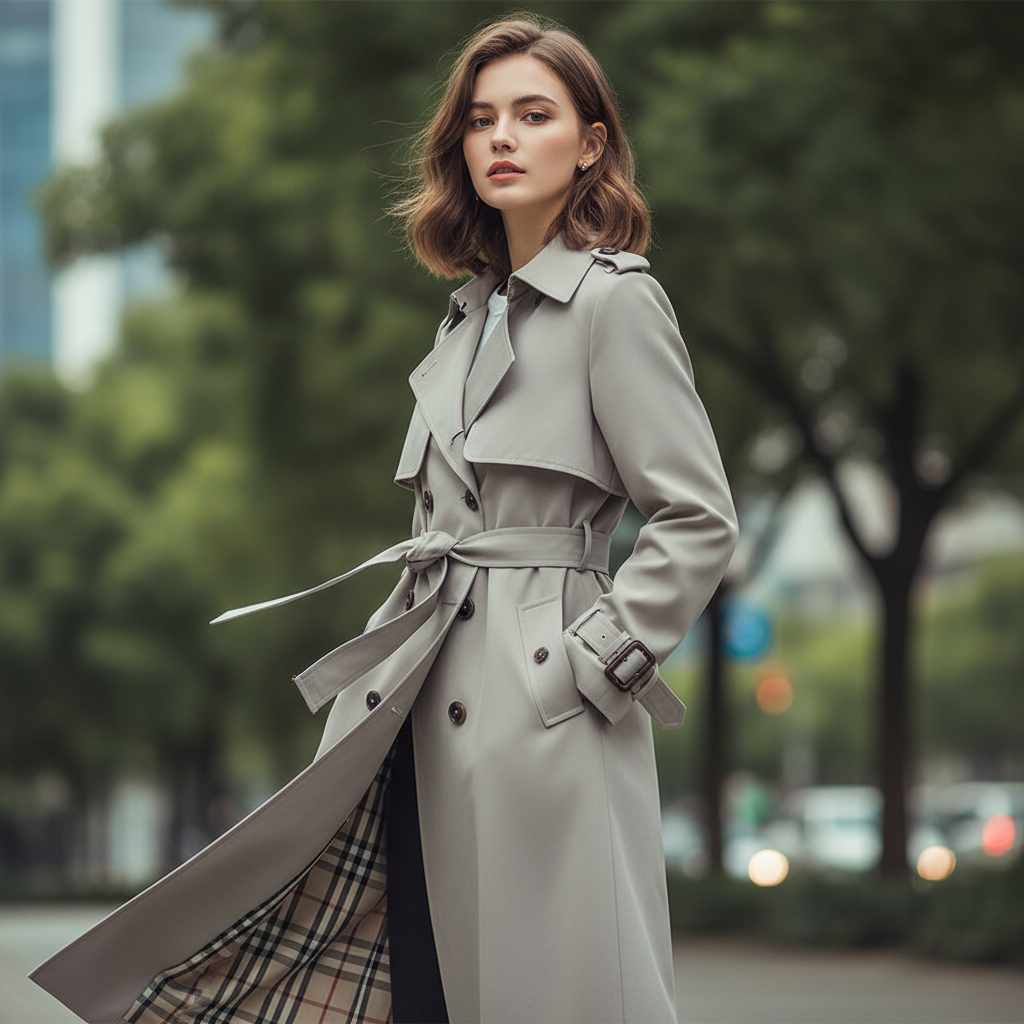 Emilia Elegancki Trencz Damski – Szykowny i Uniwersalny Długi Płaszcz na Każdą Porę Roku