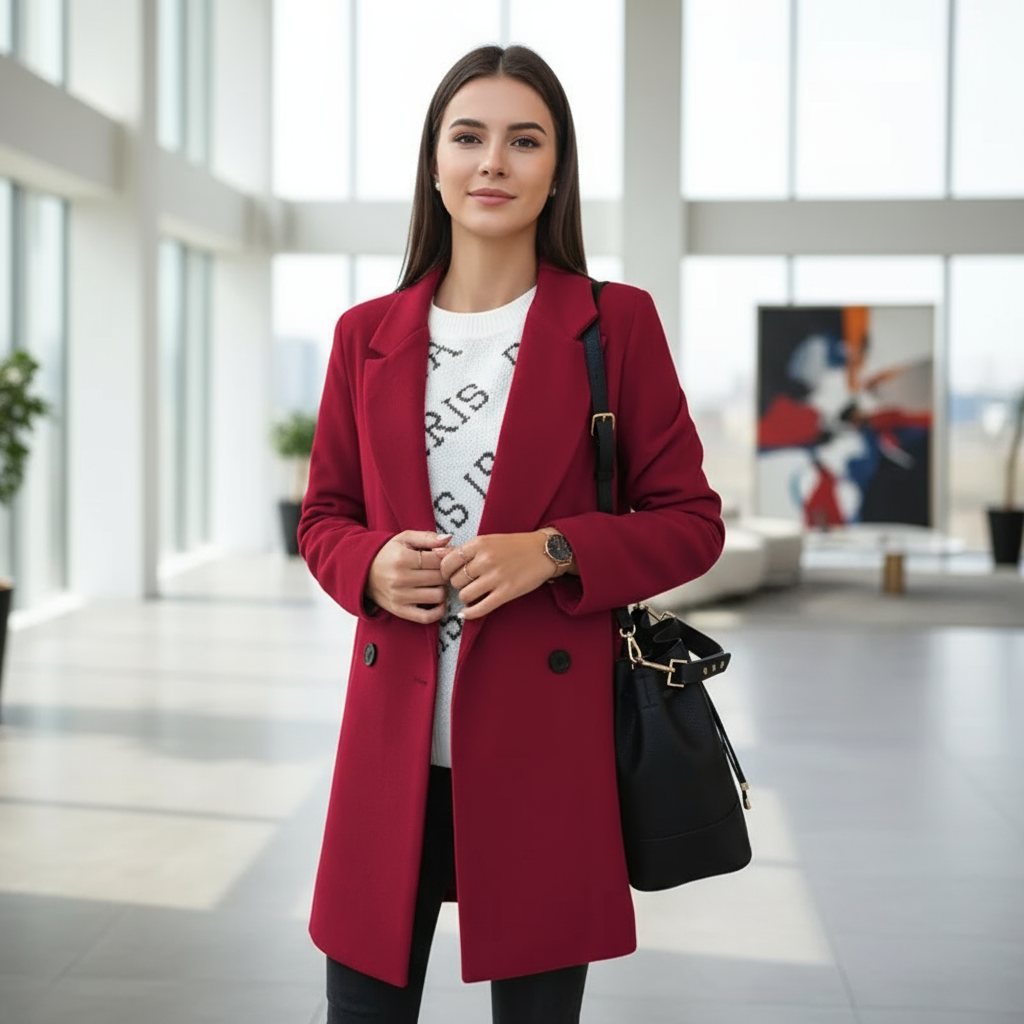 Soleil Płaszcz Damski – Długi, Elegancki i Wygodny Płaszcz Zimowy o Szykownym Stylu